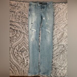 RtA Light Blue Distressed Straight Leg Jeans